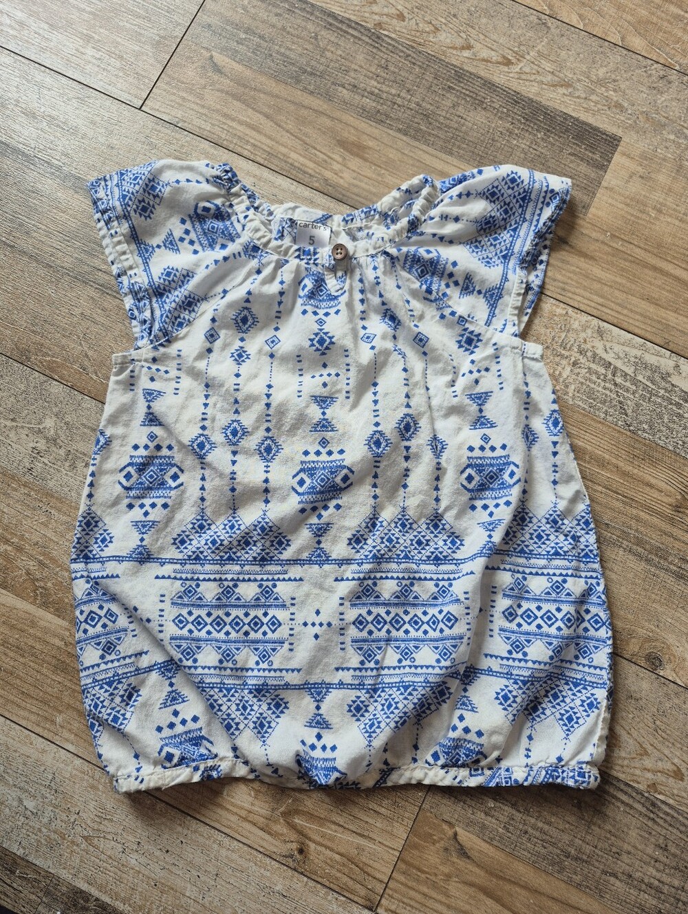 Carter's Blouse With Blue Tribal Print, Size 5